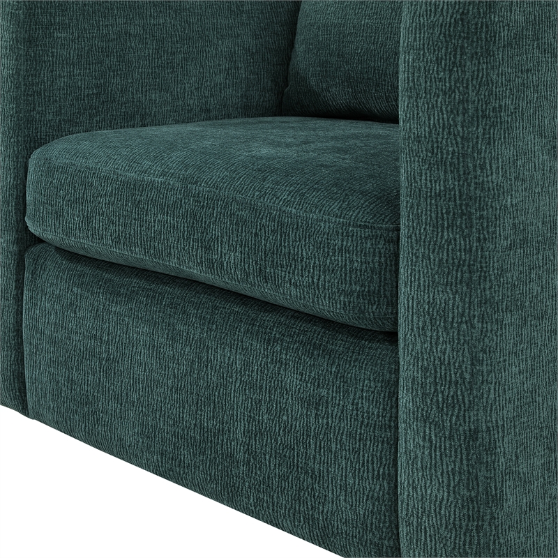 Comfort Pointe Sheldon Peacock Green Fabric Swivel Barrel Chair