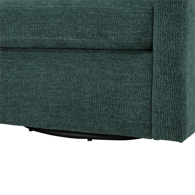 Comfort Pointe Sheldon Peacock Green Fabric Swivel Barrel Chair