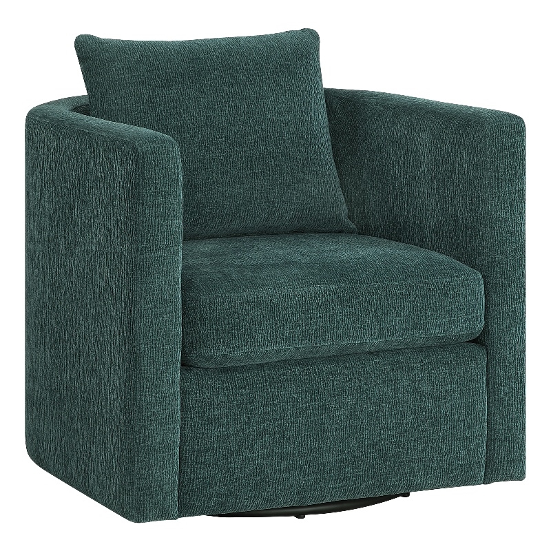 Comfort Pointe Sheldon Peacock Green Fabric Swivel Barrel Chair