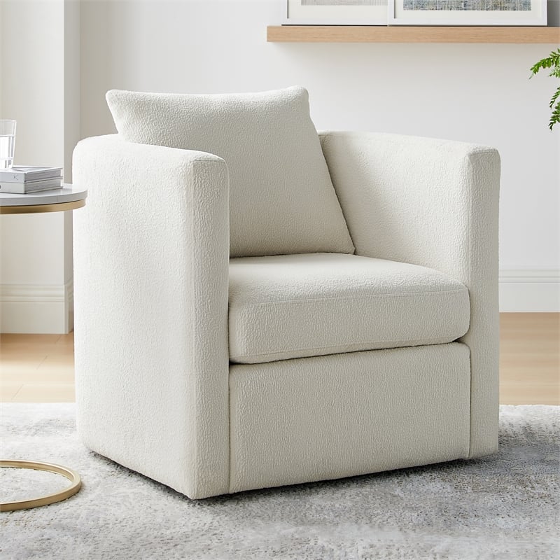 Comfort Pointe Sheldon Ivory Performance Fabric Swivel Barrel Chair