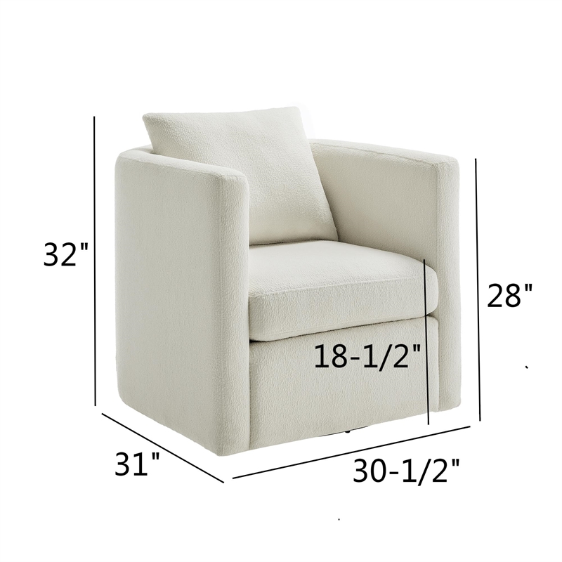 Comfort Pointe Sheldon Ivory Performance Fabric Swivel Barrel Chair