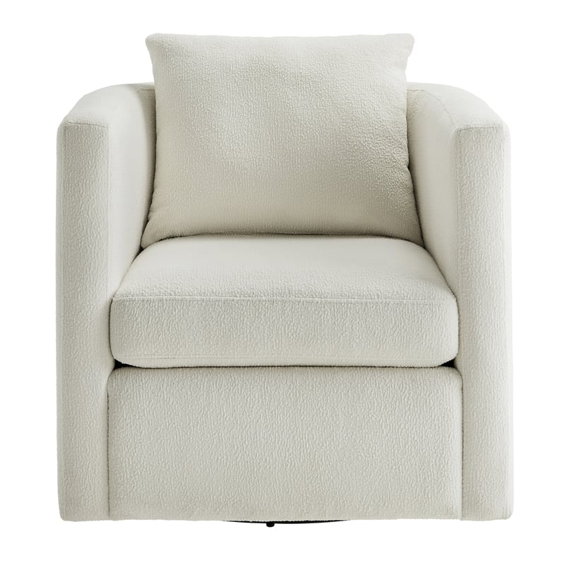 Comfort Pointe Sheldon Ivory Performance Fabric Swivel Barrel Chair