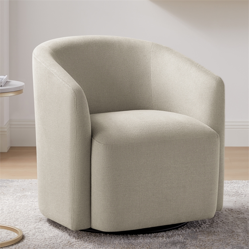 Comfort Pointe Amhurst Sea Oat Beige Fabric Swivel Barrel Chair