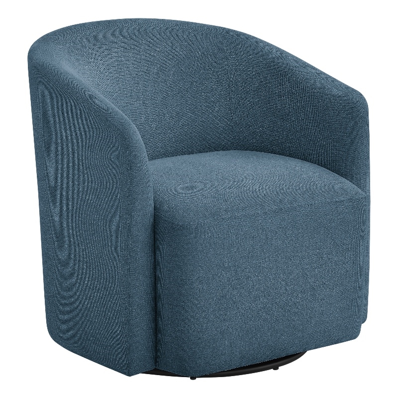 Comfort Pointe Amhurst Blue Fabric Swivel Barrel Accent Chair