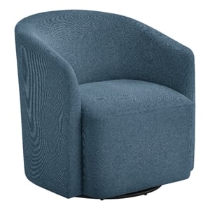 Comfort Pointe Amhurst Blue Fabric Swivel Barrel Accent Chair