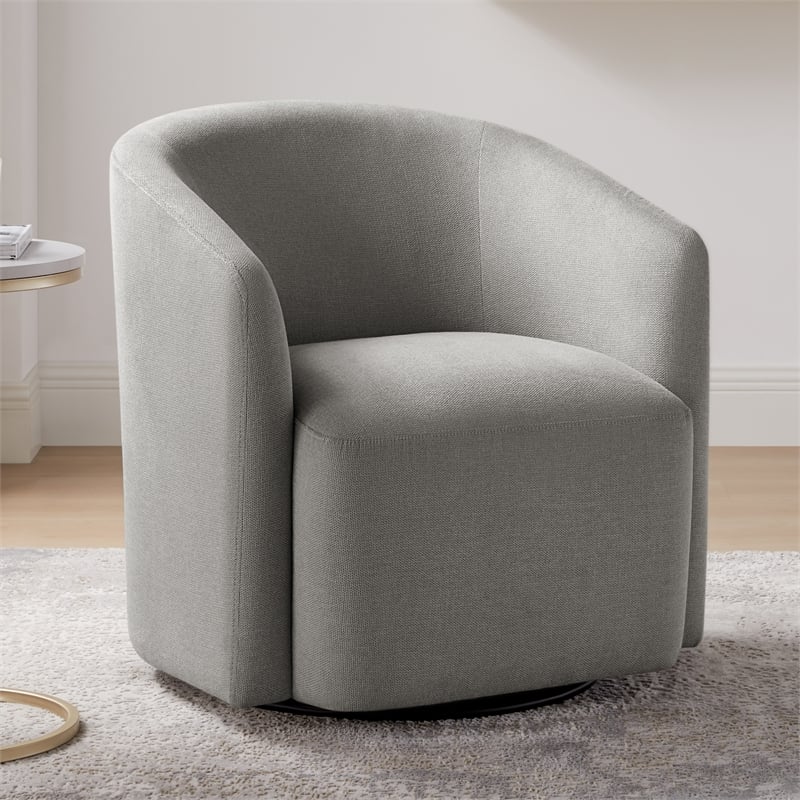 Comfort Pointe Amhurst Gray Fabric Swivel Barrel Accent Chair