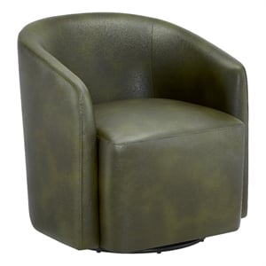 Comfort Pointe Amhurst Fern Green Faux Leather Swivel Barrel Chair