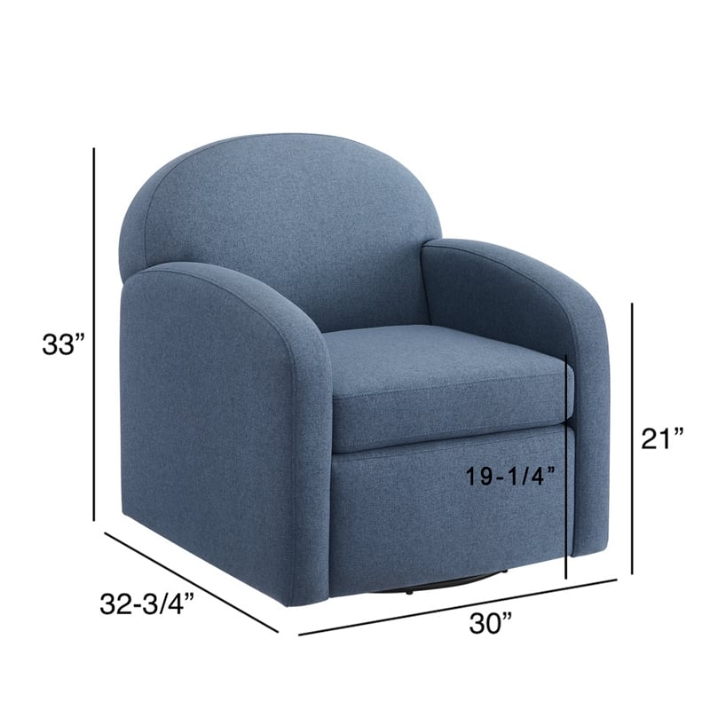 Comfort Pointe Elkhart Blue Polyester Fabric Swivel Barrel Accent Chair