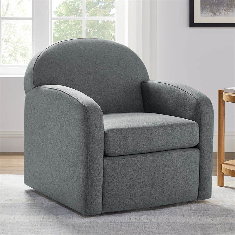 Comfort Pointe Elkhart Gray Polyester Fabric Swivel Barrel Accent Chair
