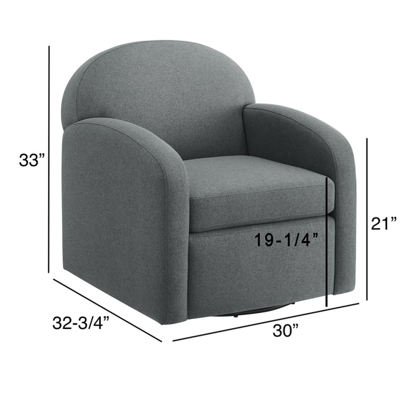 Comfort Pointe Elkhart Gray Polyester Fabric Swivel Barrel Accent Chair