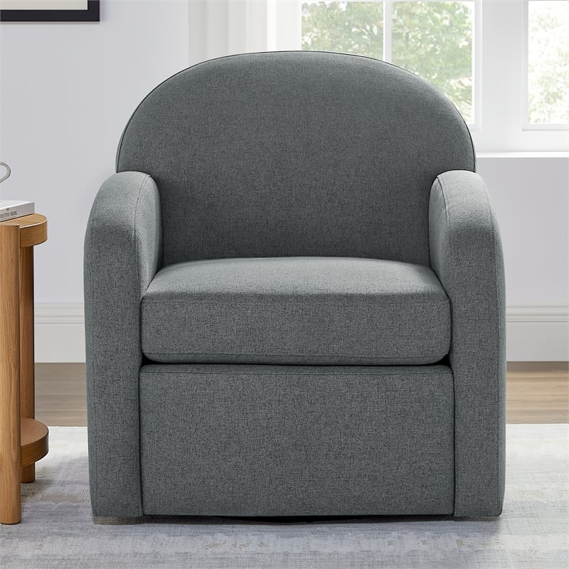 Comfort Pointe Elkhart Gray Polyester Fabric Swivel Barrel Accent Chair