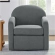 Comfort Pointe Elkhart Gray Polyester Fabric Swivel Barrel Accent Chair
