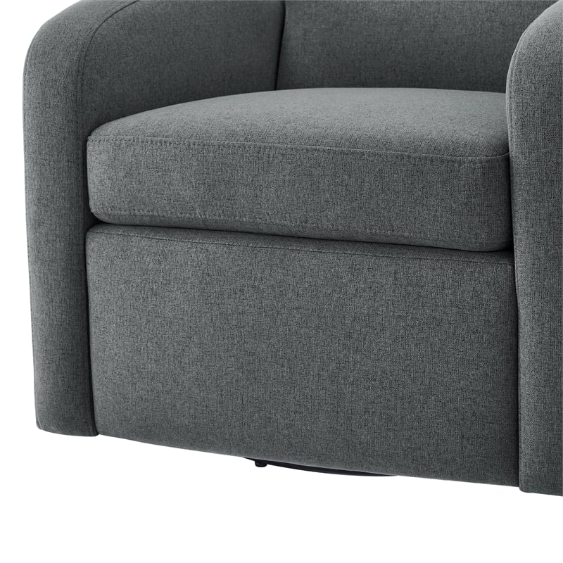 Comfort Pointe Elkhart Gray Polyester Fabric Swivel Barrel Accent Chair