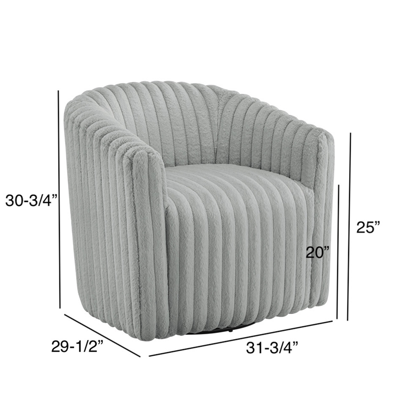 Comfort Pointe Audrey Ultra Plush Gray Wide Cord-like Fabric Swivel Barrel Chair