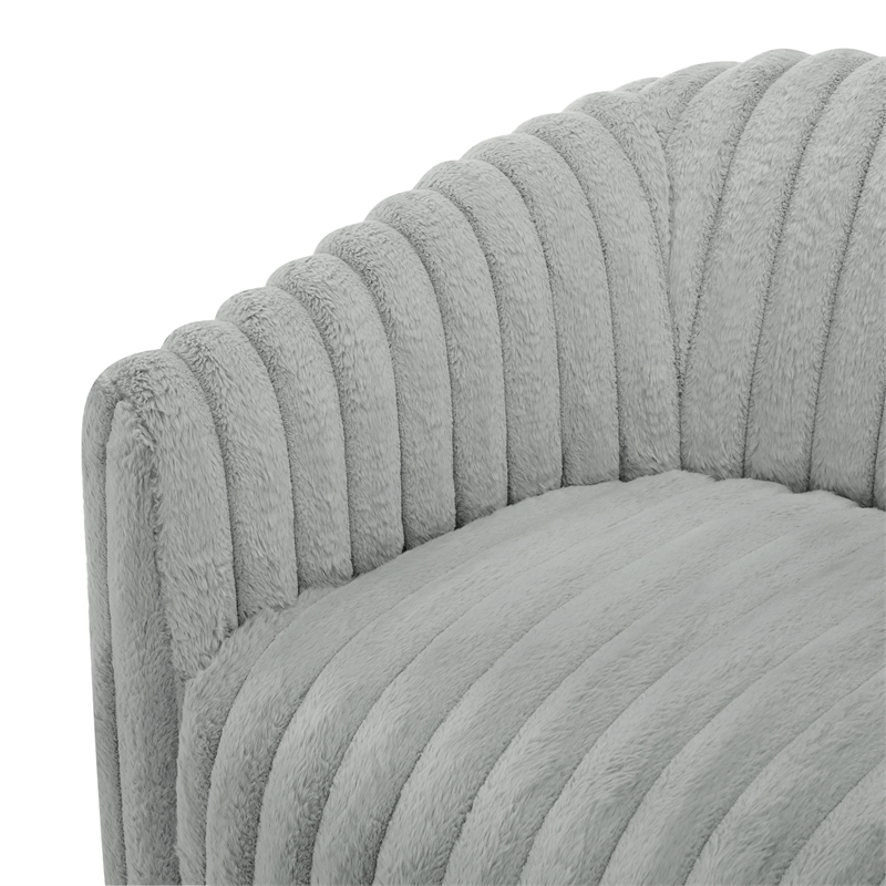 Comfort Pointe Audrey Ultra Plush Gray Wide Cord-like Fabric Swivel Barrel Chair