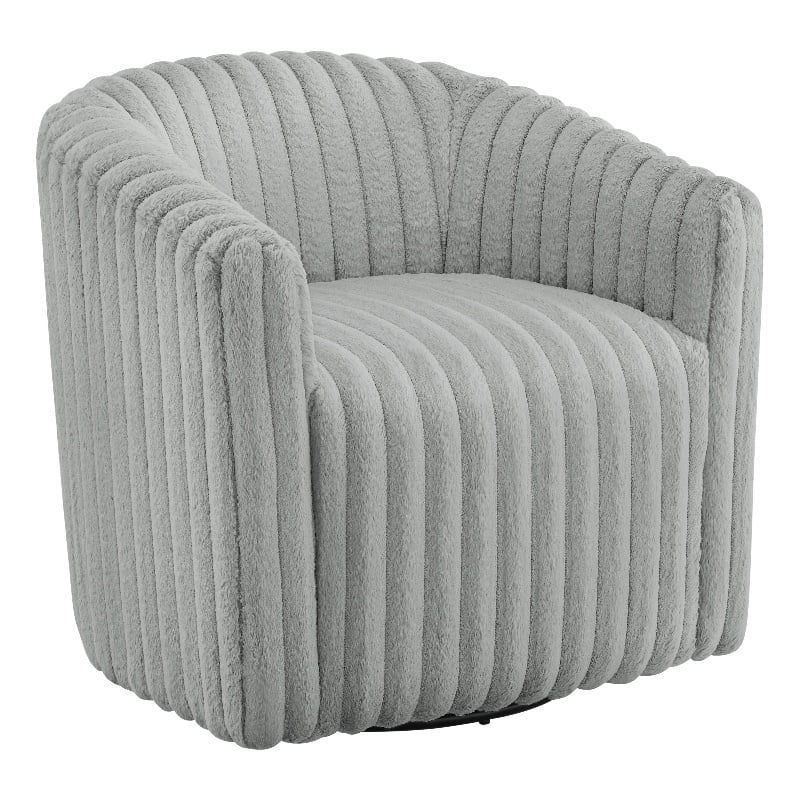 Comfort Pointe Audrey Ultra Plush Gray Wide Cord-like Fabric Swivel Barrel Chair