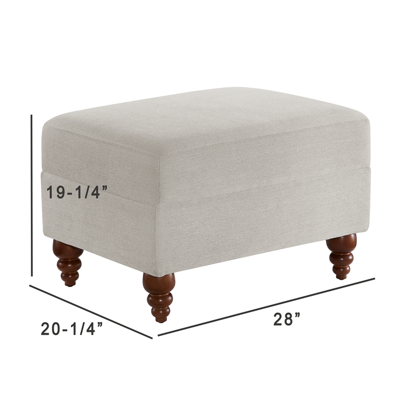 Comfort Pointe Clarendon Sea Oat Beige Fabric Upholstered Ottoman