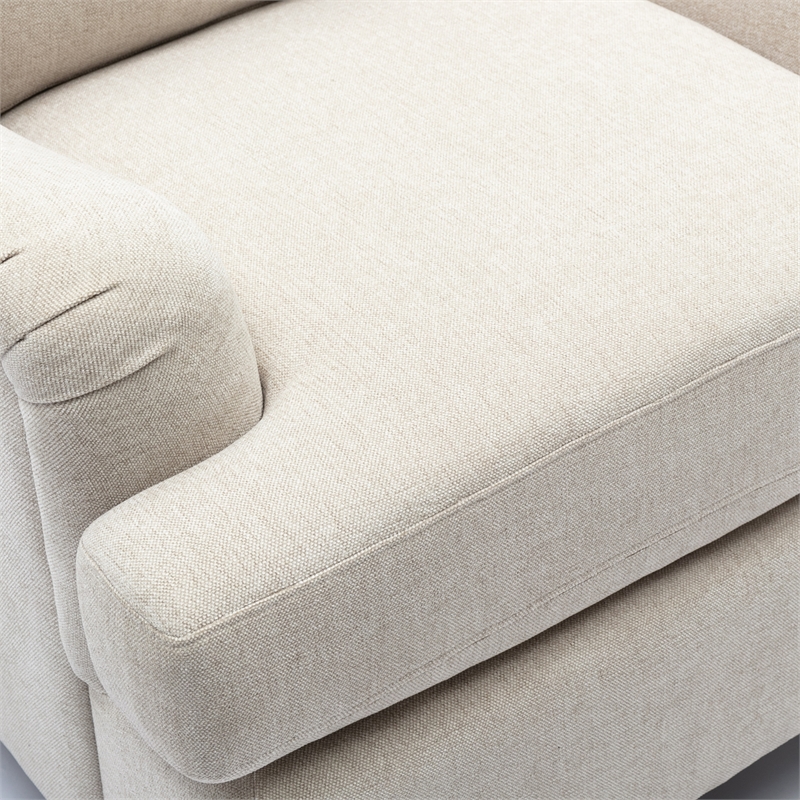 Comfort Pointe Clarendon Beige Fabric Upholstered Accent Chair and Ottoman