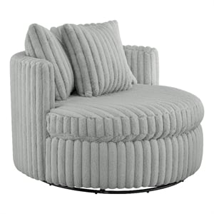Comfort Pointe Meryl Gray Wide Cord-like Plush Fabric Oversized Swivel Chair