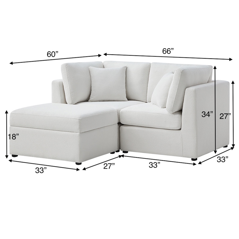 Comfort Pointe Chandler 3-Piece Ivory Performance Fabric Chofa