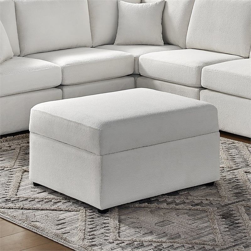 Comfort Pointe Chandler Ivory Performance Fabric Storage Ottoman