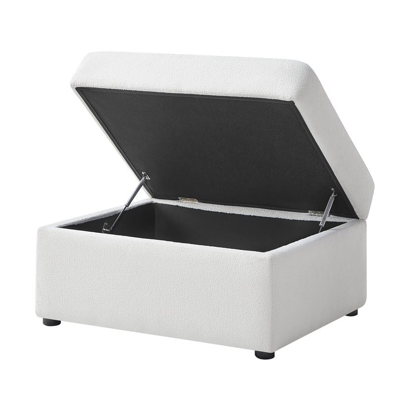 Comfort Pointe Chandler Ivory Performance Fabric Storage Ottoman