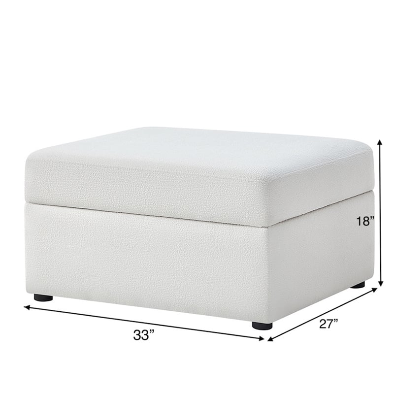 Comfort Pointe Chandler Ivory Performance Fabric Storage Ottoman