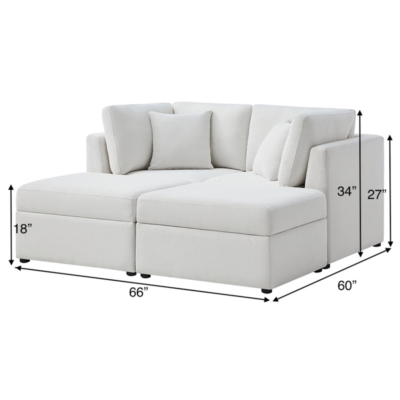 Comfort Pointe Chandler 4-Piece Ivory Performance Fabric Chofa