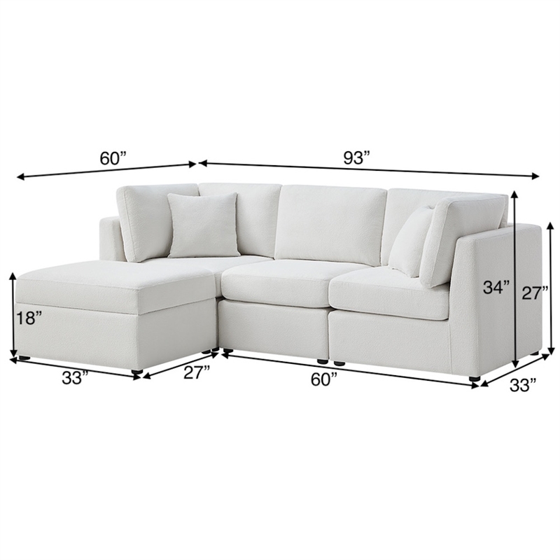 Comfort Pointe Chandler 4-PC XL Ivory Performance Fabric Chofa