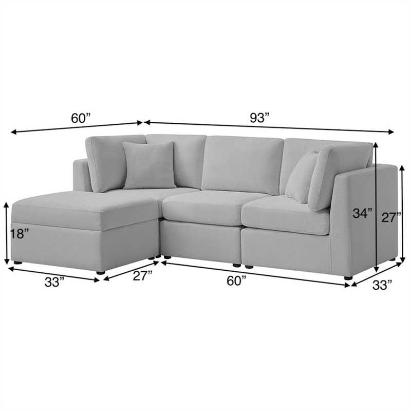 Comfort Pointe Chandler 4-PC XL Gray Performance Fabric Chofa