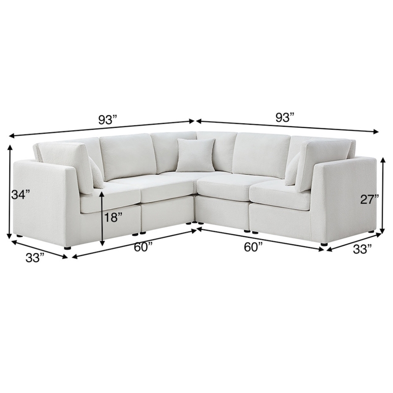 Comfort Pointe Chandler 5-PC Ivory Performance Fabric Sectional