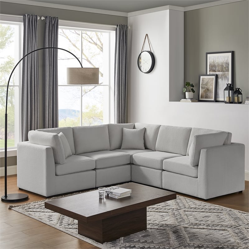 Comfort Pointe Chandler 5-PC Gray Performance Fabric Sectional
