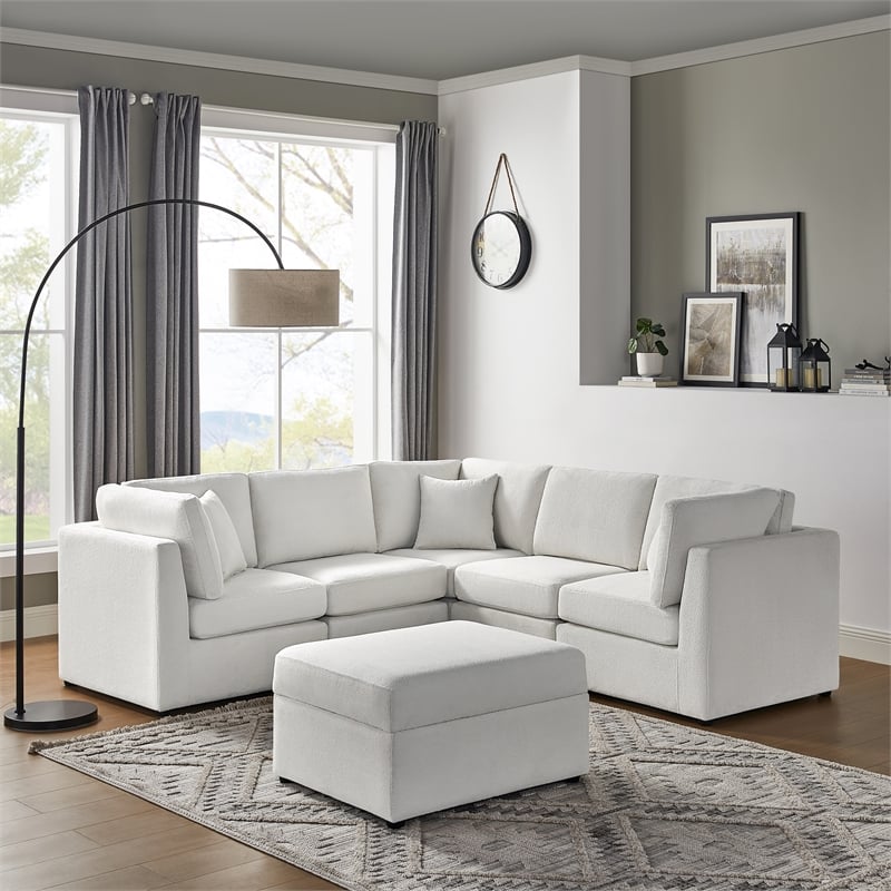 Comfort Pointe Chandler 6-PC Ivory Performance Fabric Sectional