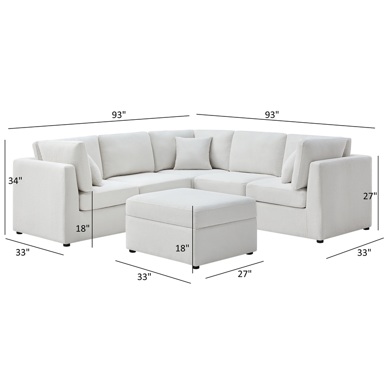 Comfort Pointe Chandler 6-PC Ivory Performance Fabric Sectional