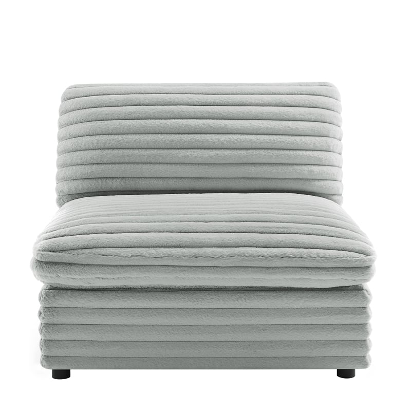 Comfort Pointe Julia Armless Accent Chair in Plush Gray Cord-like  Fabric