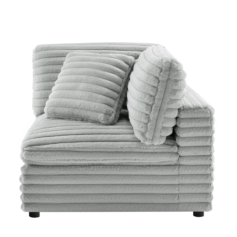 Comfort Pointe Julia Corner Wedge Accent Chair in Plush Cord-like Gray Fabric