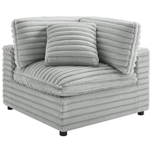 Comfort Pointe Julia Corner Wedge Accent Chair in Plush Cord-like Gray Fabric