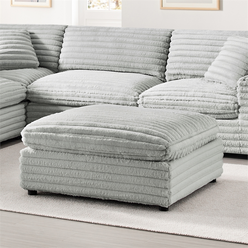 Comfort Pointe Julia 40 in. Square Ottoman in Plush Gray Cord-like Fabric