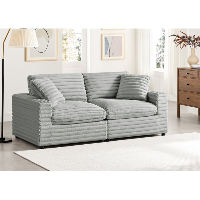 Comfort Pointe Julia 2-piece Sofa in Plush Gray Cord-like Fabric