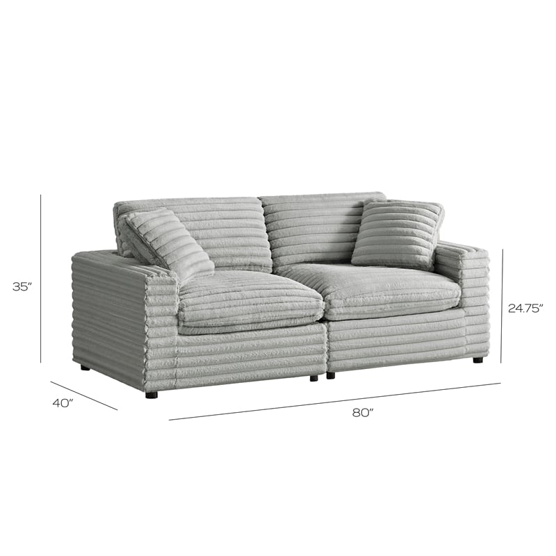 Comfort Pointe Julia 2-piece Sofa in Plush Gray Cord-like Fabric