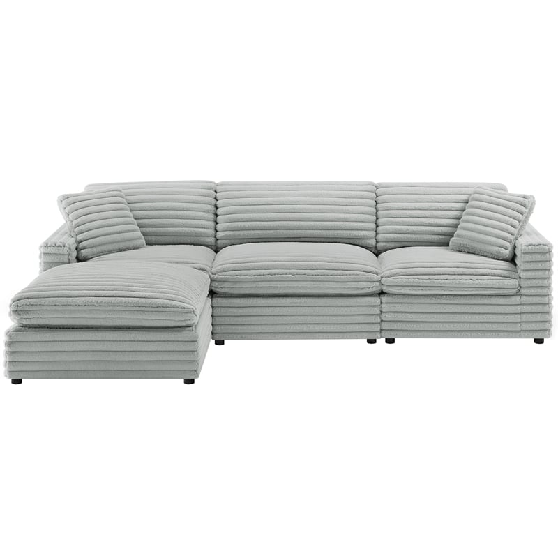 Comfort Pointe Julia 4-piece XL Chofa Sectional in Plush Gray Cord-like Fabric