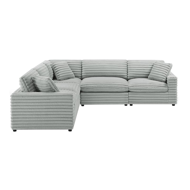 Comfort Pointe Julia 5-piece Sectional in Plush Gray Cord-like Fabric