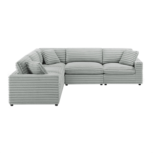Comfort Pointe Julia 5-piece Sectional in Plush Gray Cord-like Fabric
