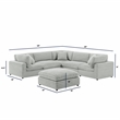 Comfort Pointe Julia 6-piece Sectional in Plush Gray Cord-like Fabric
