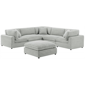 Comfort Pointe Julia 6-piece Sectional in Plush Gray Cord-like Fabric