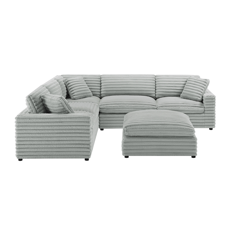 Comfort Pointe Julia 6-piece Sectional in Plush Gray Cord-like Fabric