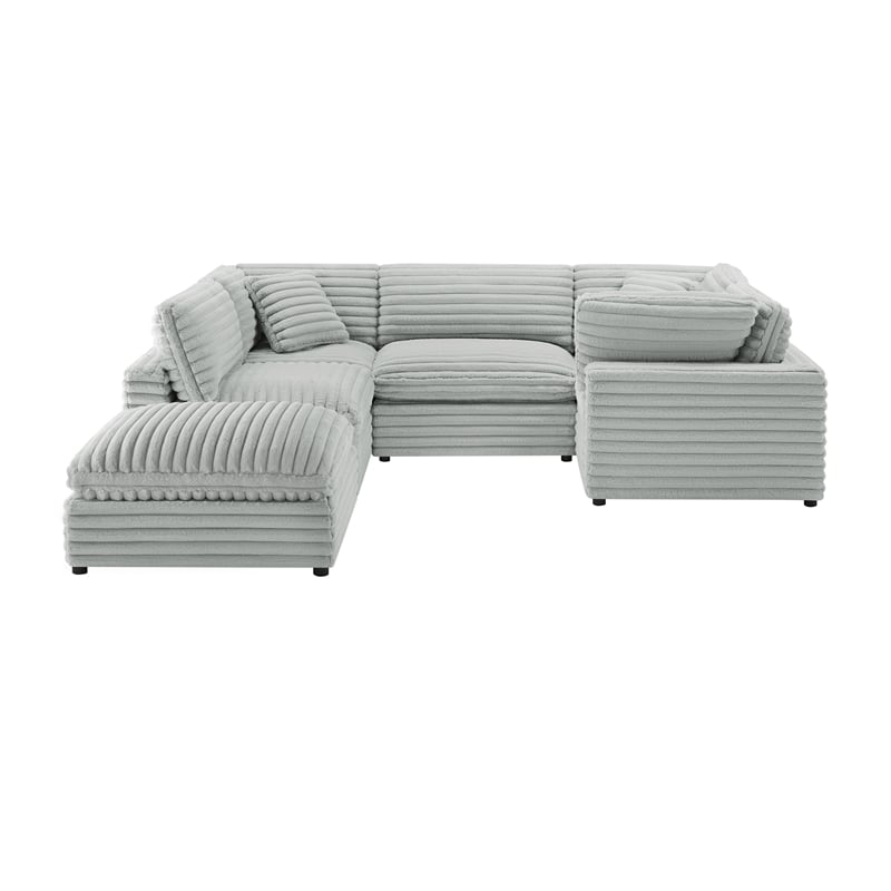 Comfort Pointe Julia 6-piece Sectional in Plush Gray Cord-like Fabric