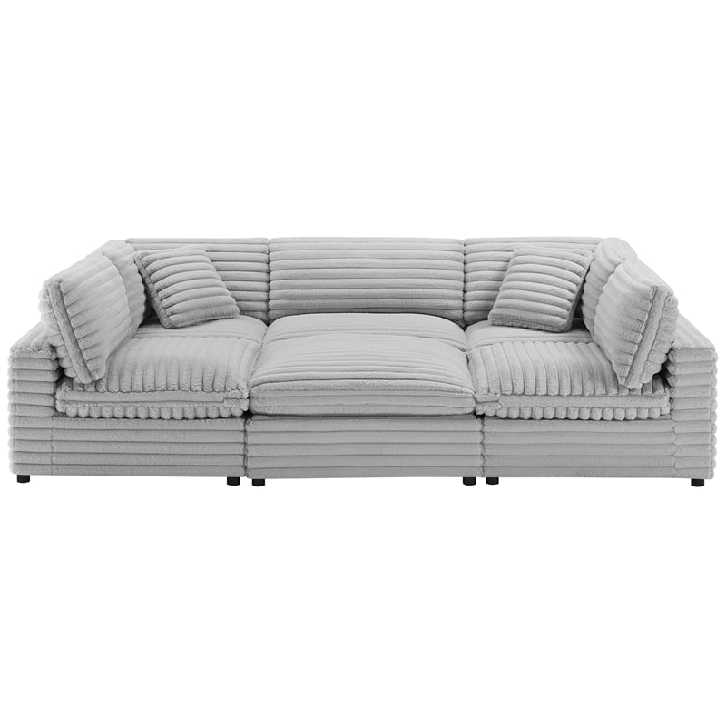 Comfort Pointe Julia 6-piece Nest Sectional in Plush Gray Cord-like Fabric