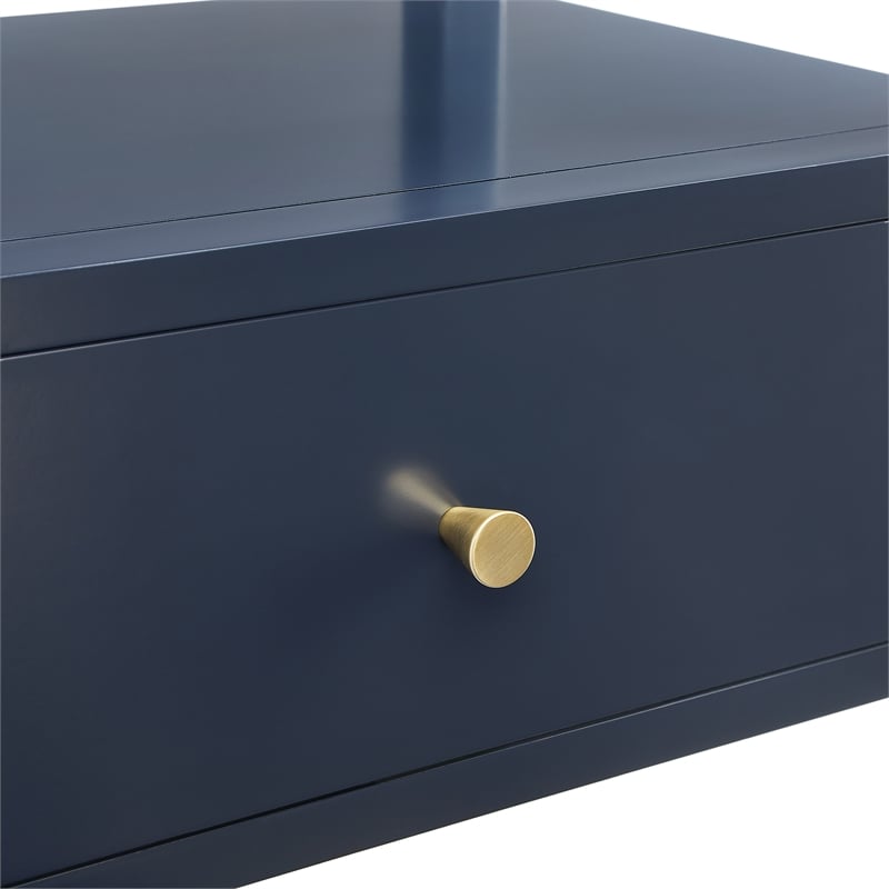 Comfort Pointe Opava Midnight Blue Wood 1-drawer Nightstand with Floating Top