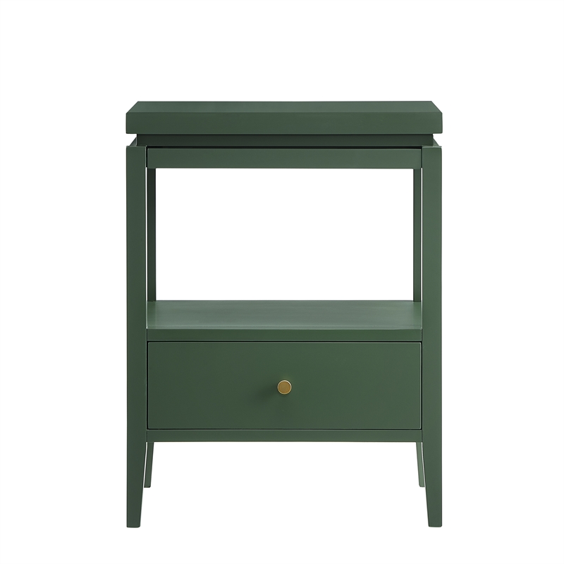 Comfort Pointe Opava Vintage Green Wood 1-drawer Nightstand with Floating Top